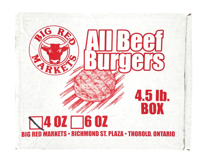 Big Red 4oz Burgers - 4.5 lbs (18 burgers)