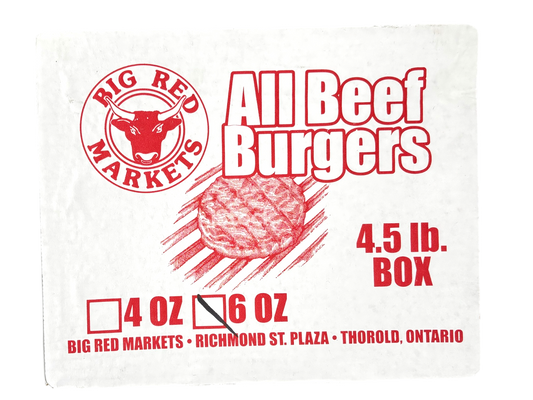 Big Red 6oz Burgers - 4.5 lbs (12 burgers)