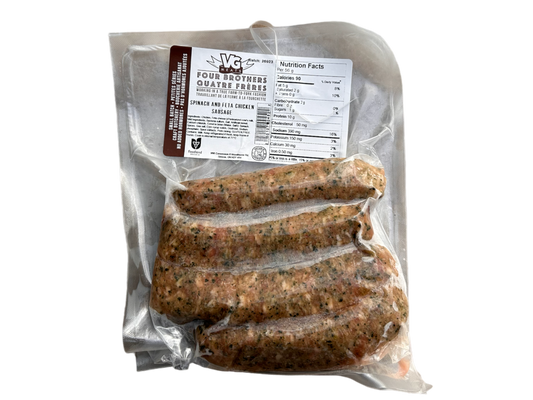 Spinach and Feta Chicken Sausage 4 Pack - Frozen - VG Meats