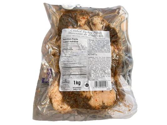 Cooked turkey pieces seasoned - 1kg