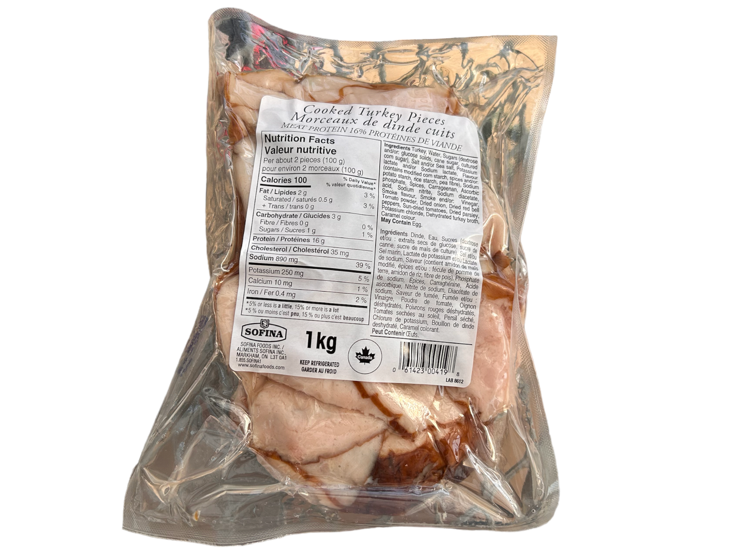 Cooked turkey pieces 1kg
