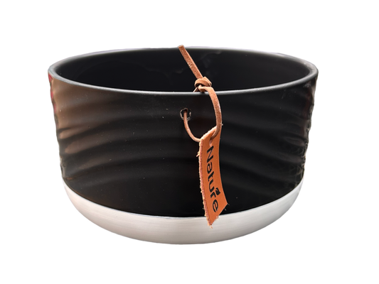 Black bowl with white base- pot