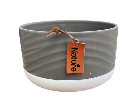 Grey bowl with white base- pot