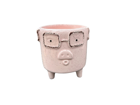 Footed pink pig pot
