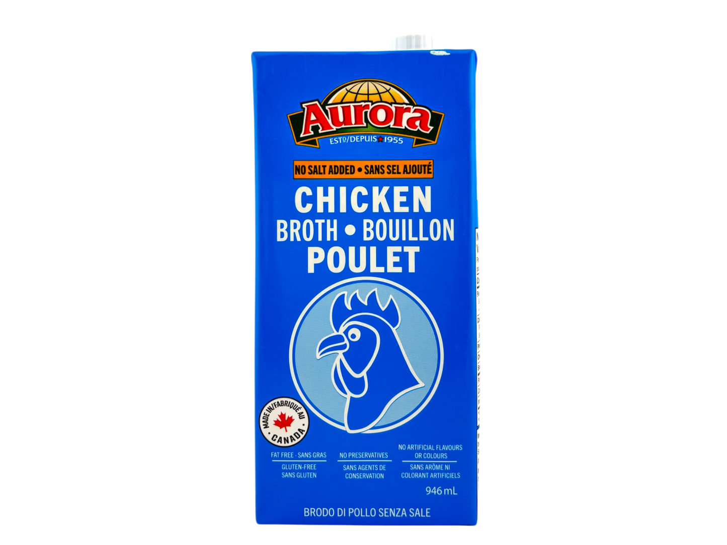 Aurora Chicken Broth No Salt Added - 946ml