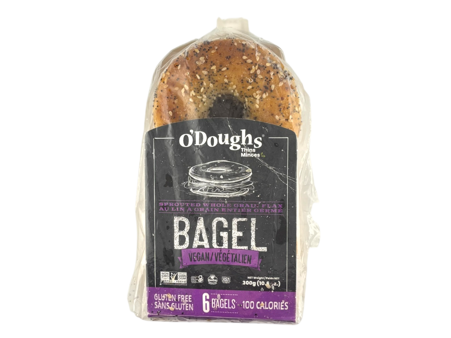 O'Doughs Gluten Free Sprouted Whole Grain Flax Bagel - 300g - Frozen