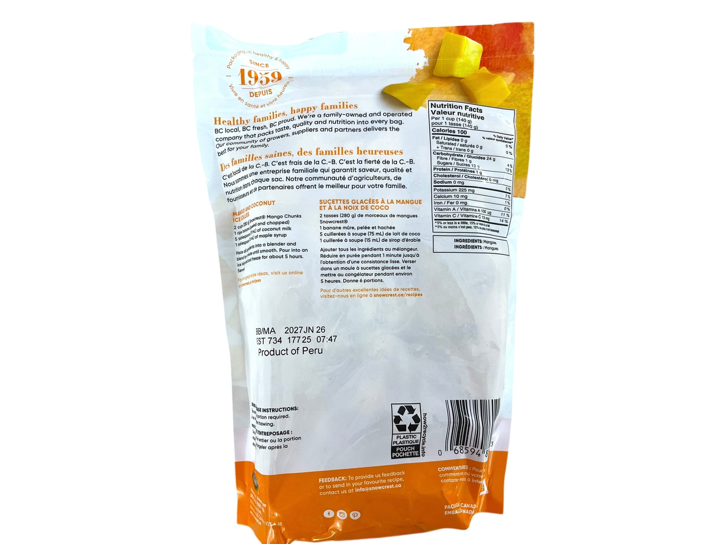 Frozen Mango Chunks - 600g