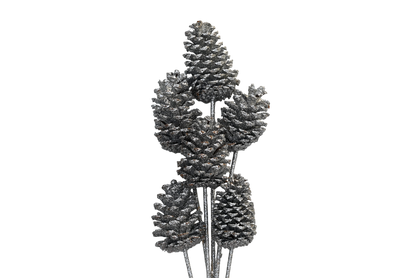 Large Pine Cones - Silver glitter