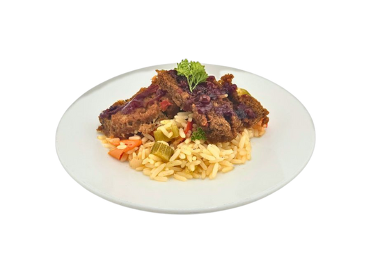 Meatloaf with Rice Primavera