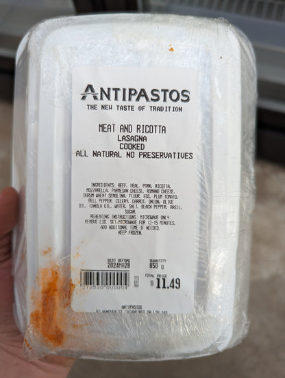 Meat and Ricotta Lasagna 850g- Antipastos