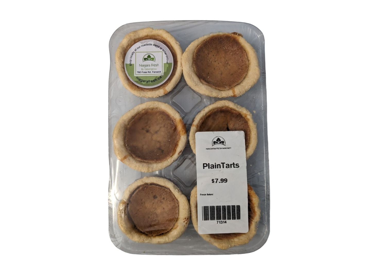 Homemade Plain Butter Tarts - 6 pack - Frozen