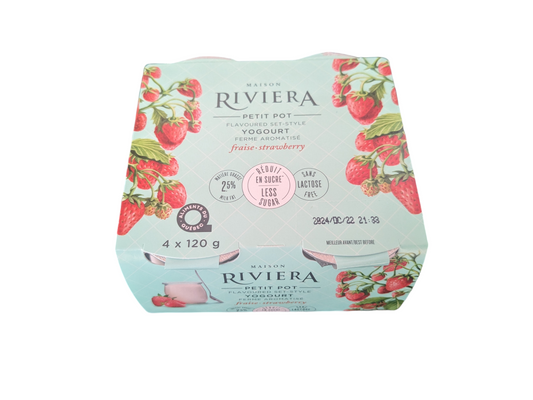 Riviera Set-Style Yogurt - Strawberry -4x120g