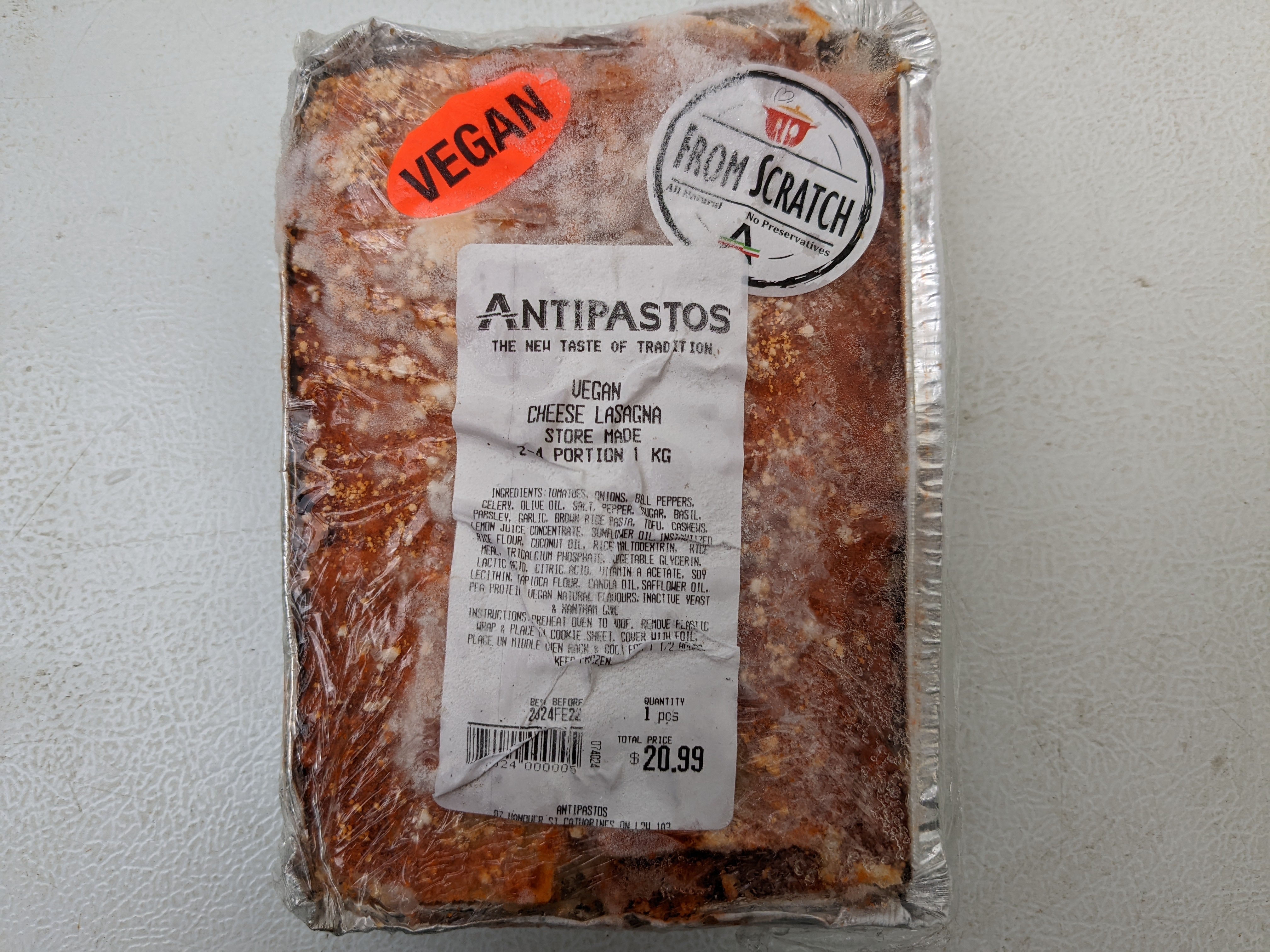 Vegan Cheese Lasagna 1KG - Antipastos