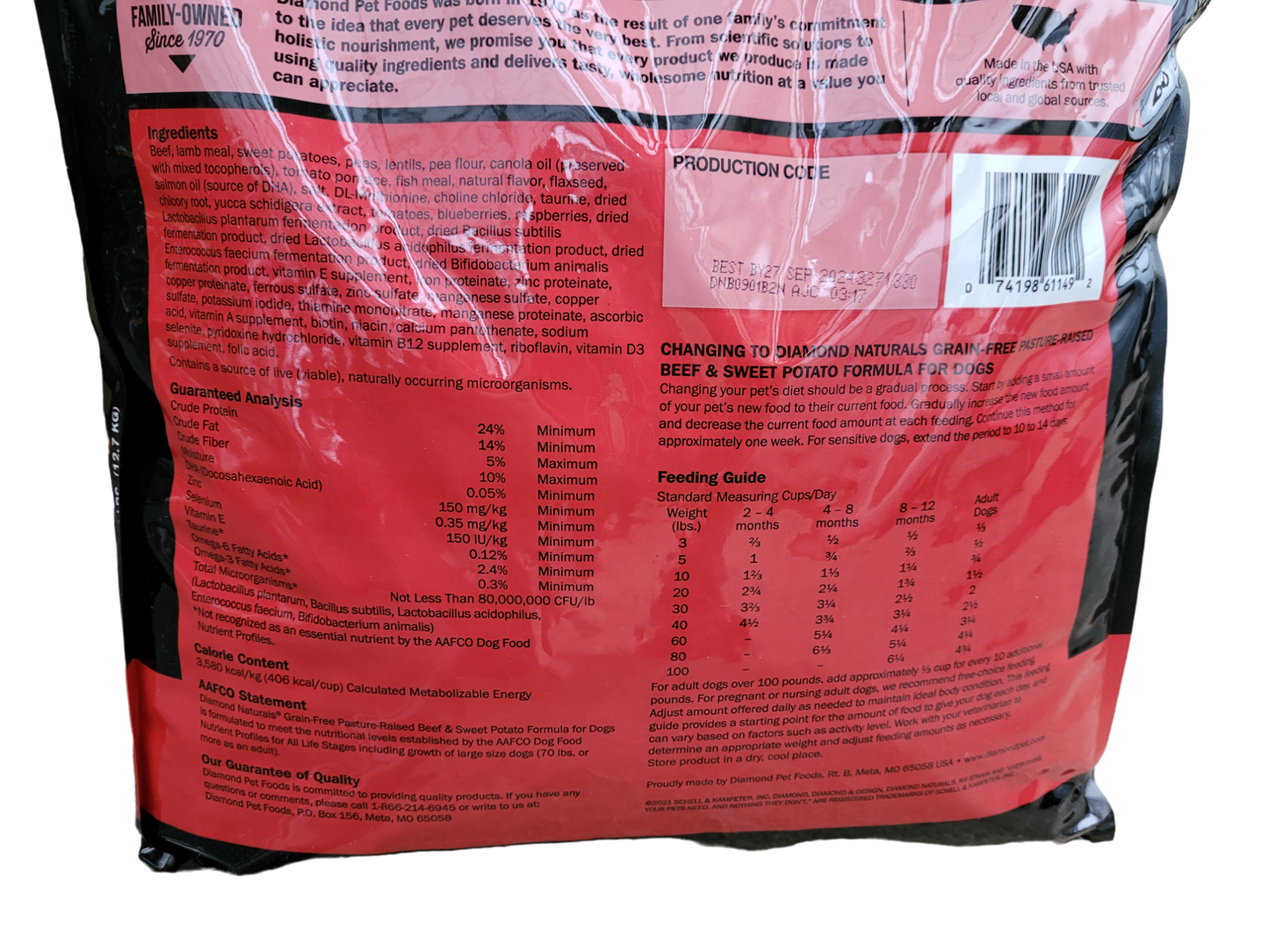 Diamond Naturals Grain free Beef Sweet Potato 28lb