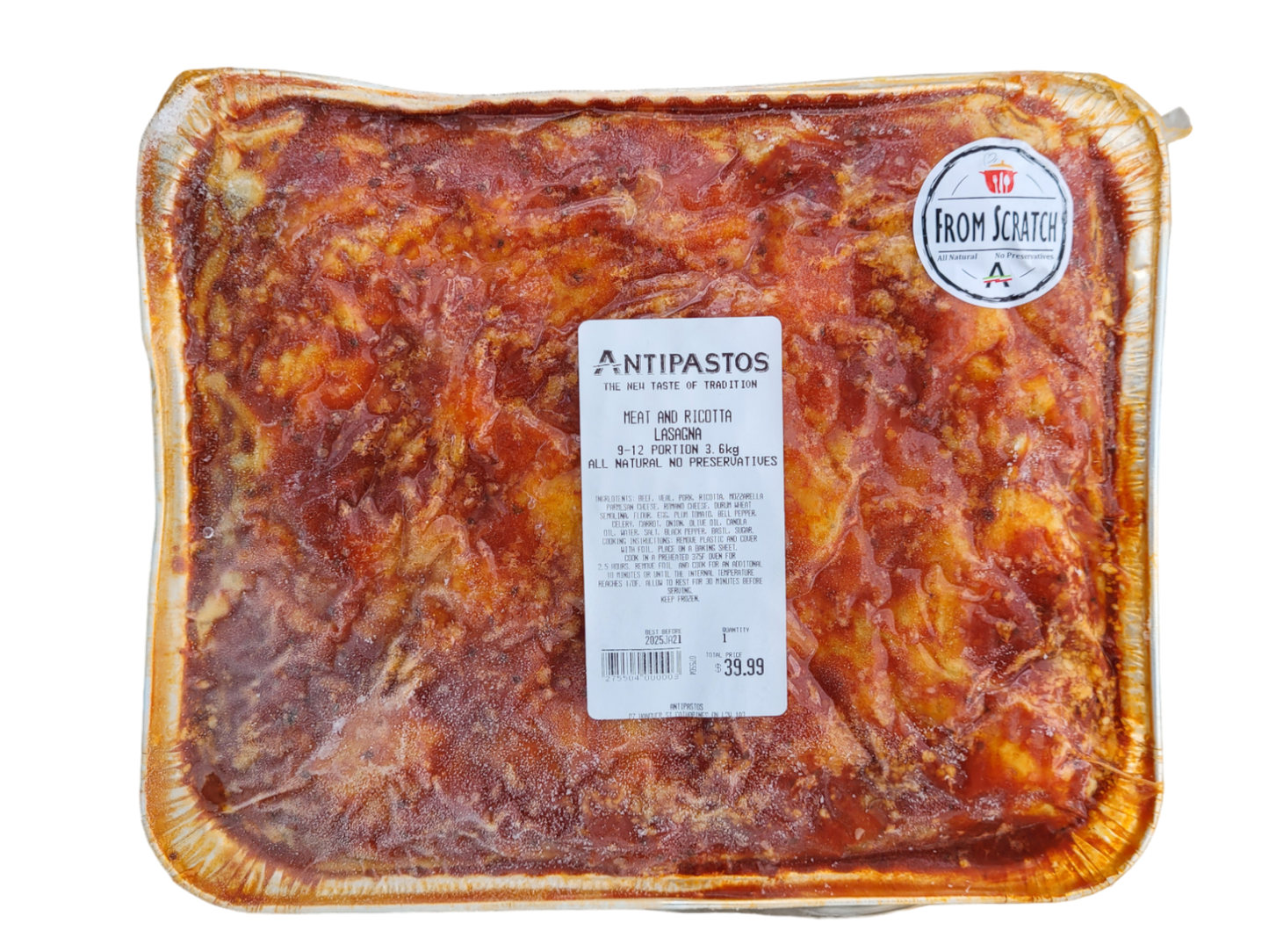 Meat & Ricotta Lasagna 9-12 Portion