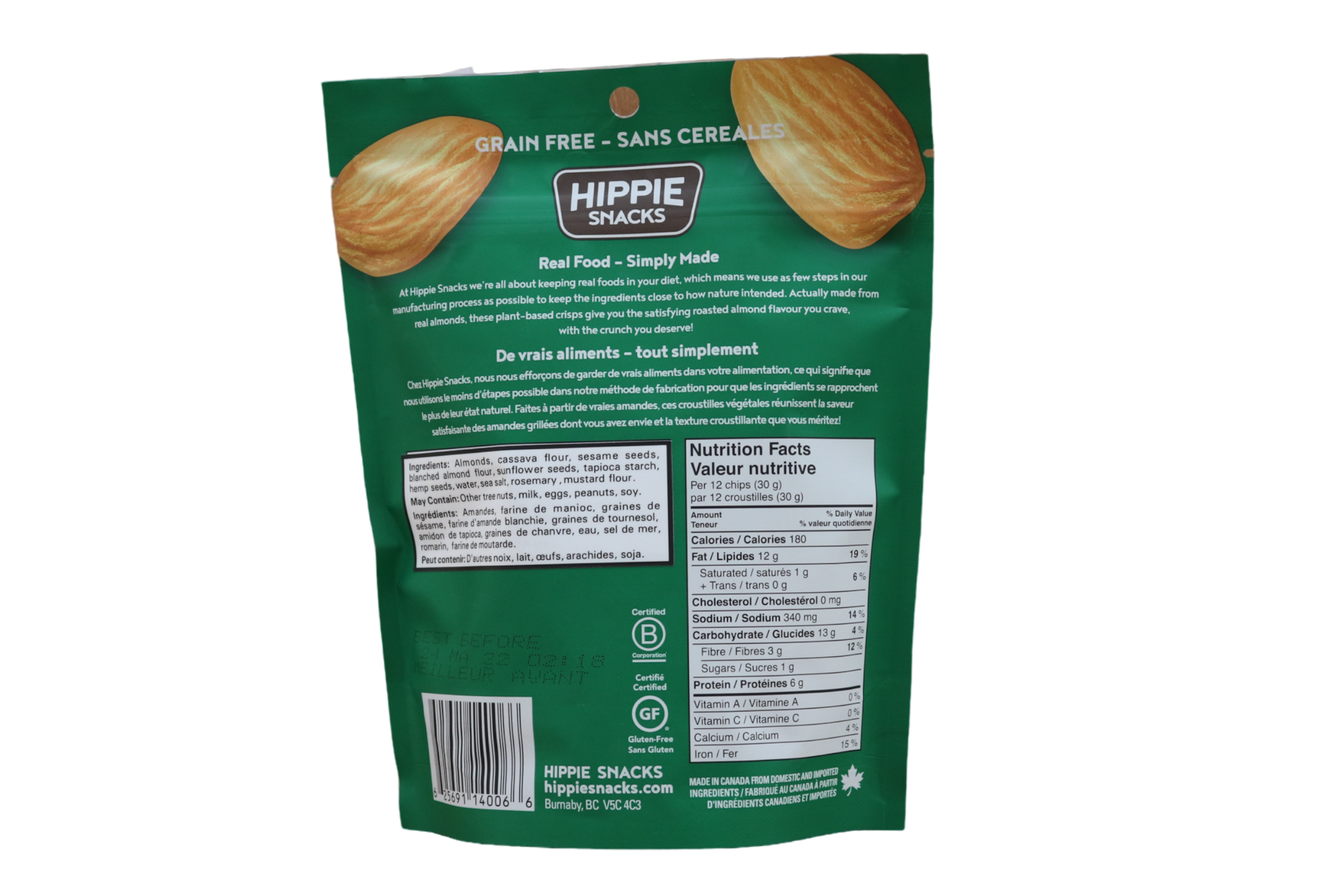 Almond Crisps Rosemary- Hippie Snacks