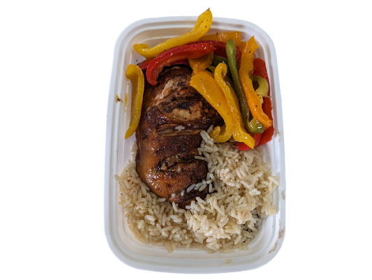Chicken Leg, Rice and Peppers
