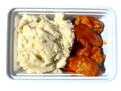 BBQ Chicken Wings, Potatoes with Bacon and Cheese