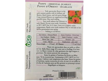 Poppy Oriental Scarlet