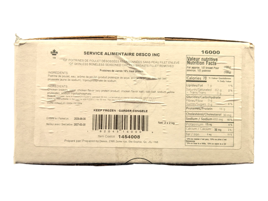 IQF Seasoned Boneless Skinless Chicken Breast - 4kg