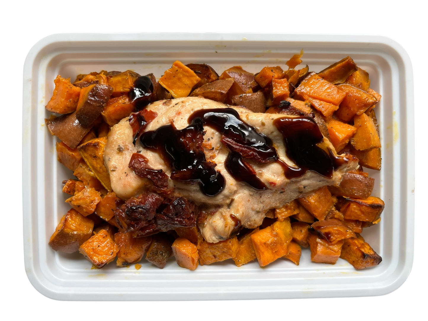 Sundried Tomato Chicken with Balsamic Glaze And Roasted Sweet Potatoes