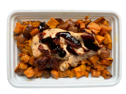 Sundried Tomato Chicken with Balsamic Glaze And Roasted Sweet Potatoes