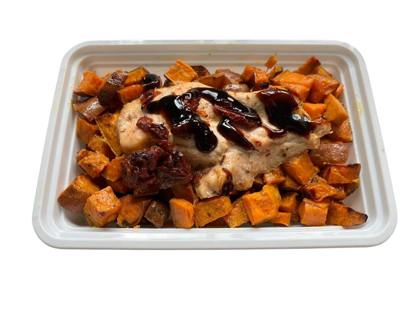 Sundried Tomato Chicken with Balsamic Glaze And Roasted Sweet Potatoes