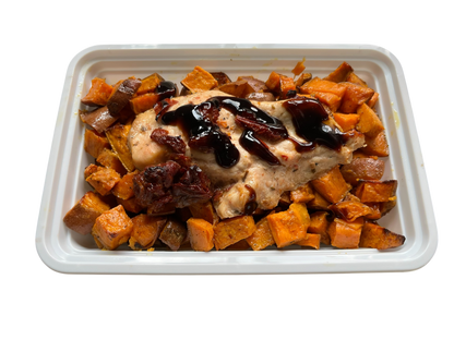 Sundried Tomato Chicken with Balsamic Glaze And Roasted Sweet Potatoes