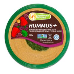 Roasted Red Pepper with Basil Pesto Hummus - Sunflower Kitchen