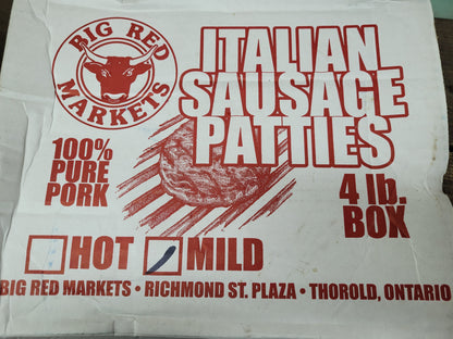 Mild Italian Sausage Patties (4lbs)