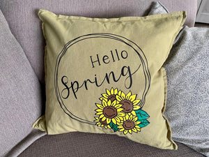 Hello Spring Sunflower Pillow