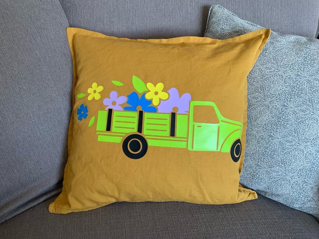 Yellow Truck Pillow