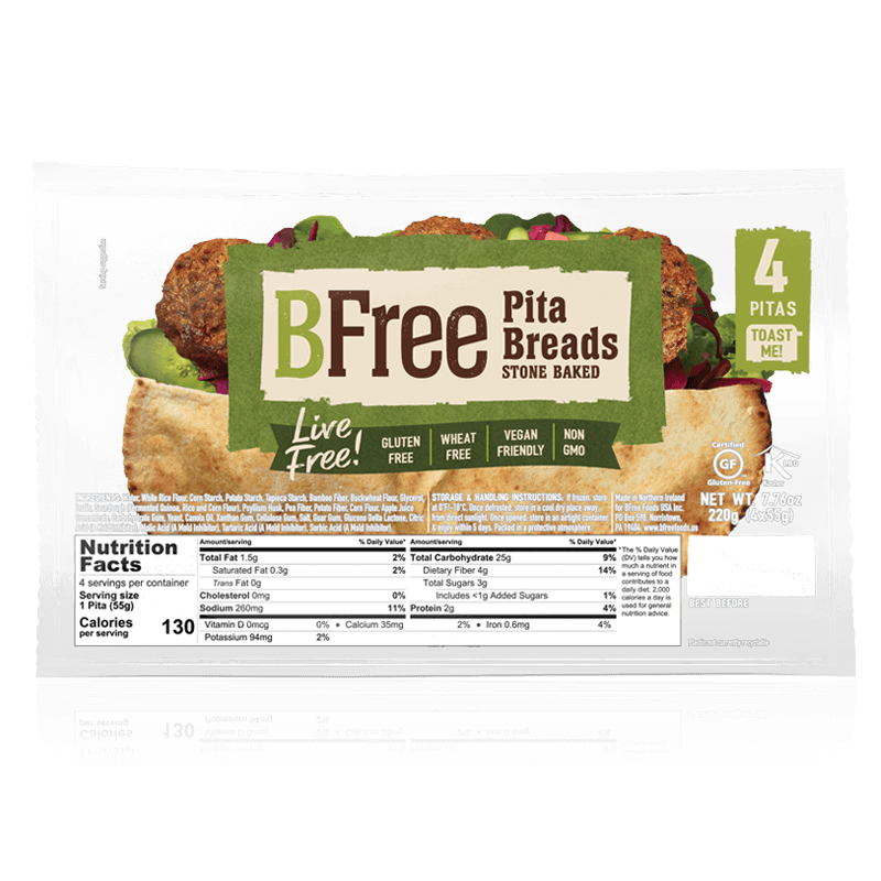 Gluten Free BFree Stone Baked Pita Breads - 220g - Frozen